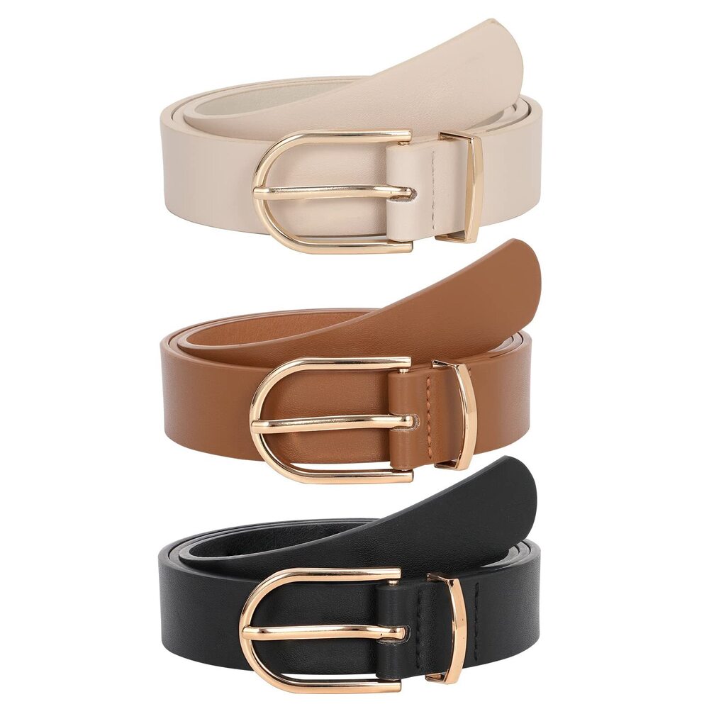 3763 3 Pack Women’s Leather Belts For Jeans Pants Fashion Ladies Belt